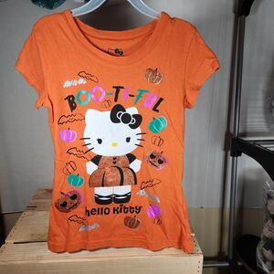 Hello Kitty Short Sleeve Graphic Orange Halloween Shirt S{6/6X}
